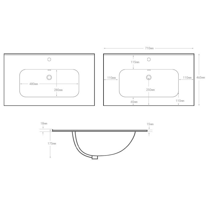 Раковина-столешница Aquanet Flat 70 белая
