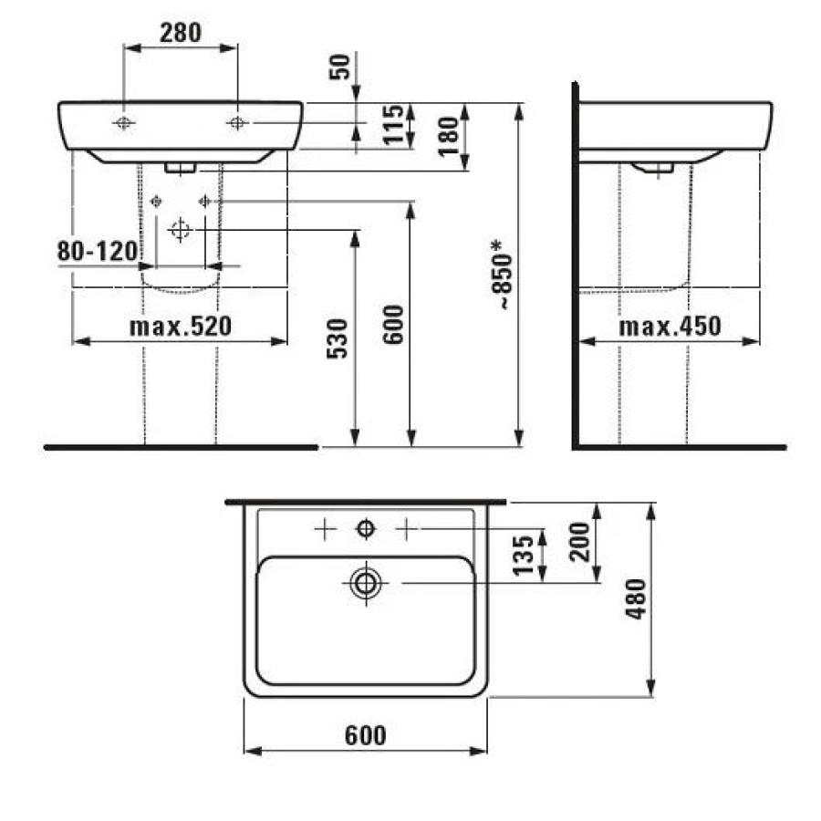 Раковина подвесная Laufen Pro 60х48 8.1895.2.000.104.1