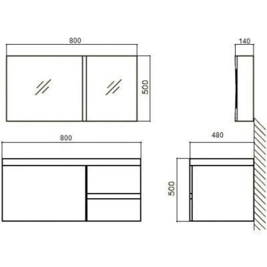 Раковина BelBagno Luce 80 см BB800AB