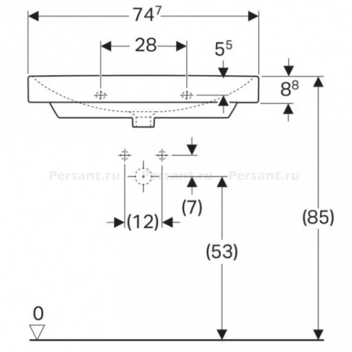 Раковина Geberit Smyle Square 75x48 500.249.01.1
