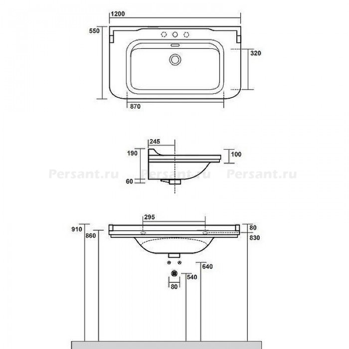 Керамическая раковина Kerasan Waldorf 120x55 4144K1bi/cr*1 белая