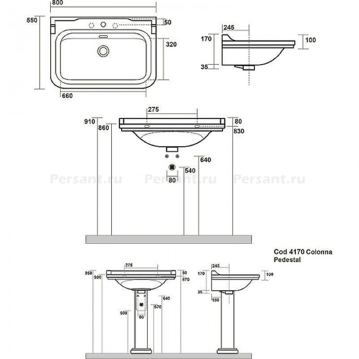 Керамическая раковина Kerasan Waldorf 80x55 4141K1bi/cr*1 белая