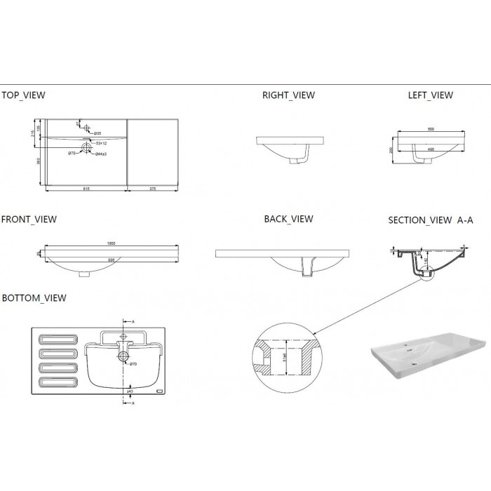 Раковина Aquanet Side 100 00347435, чаша слева