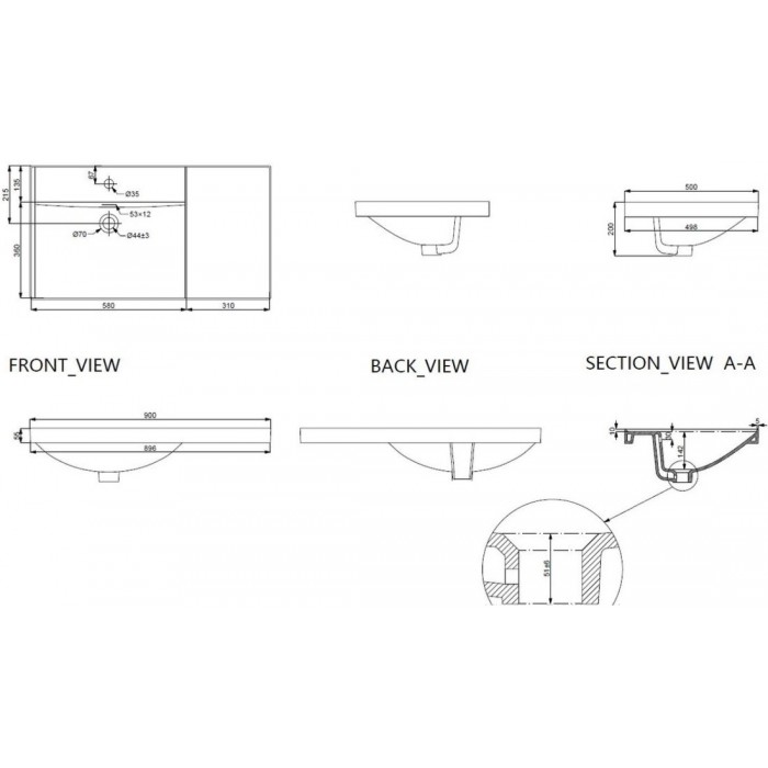 Раковина Aquanet Side 90 00347438, чаша слева