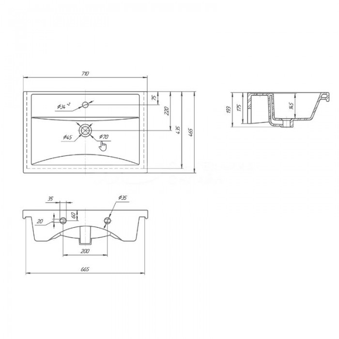 Раковина Kirovit Фостер 70 белая