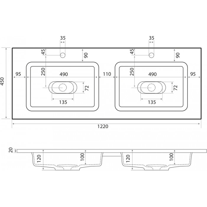 Раковина Jorno Modul 120 белая