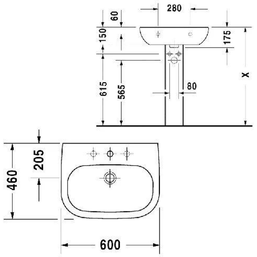 Раковина подвесная Duravit D-Code 60x46 23106000002