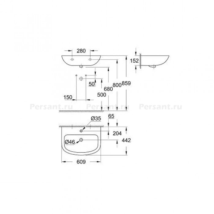 Раковина Grohe Bau Ceramic 60 см 39421000 альпин-белый