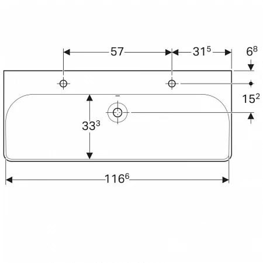 Раковина подвесная Geberit Smyle Square 120x48 500.253.01.1