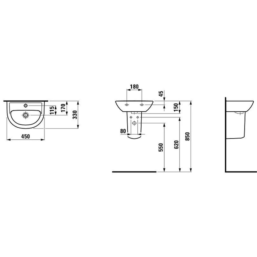 Раковина подвесная Laufen Pro 45x33 8.1595.2.000.104.1