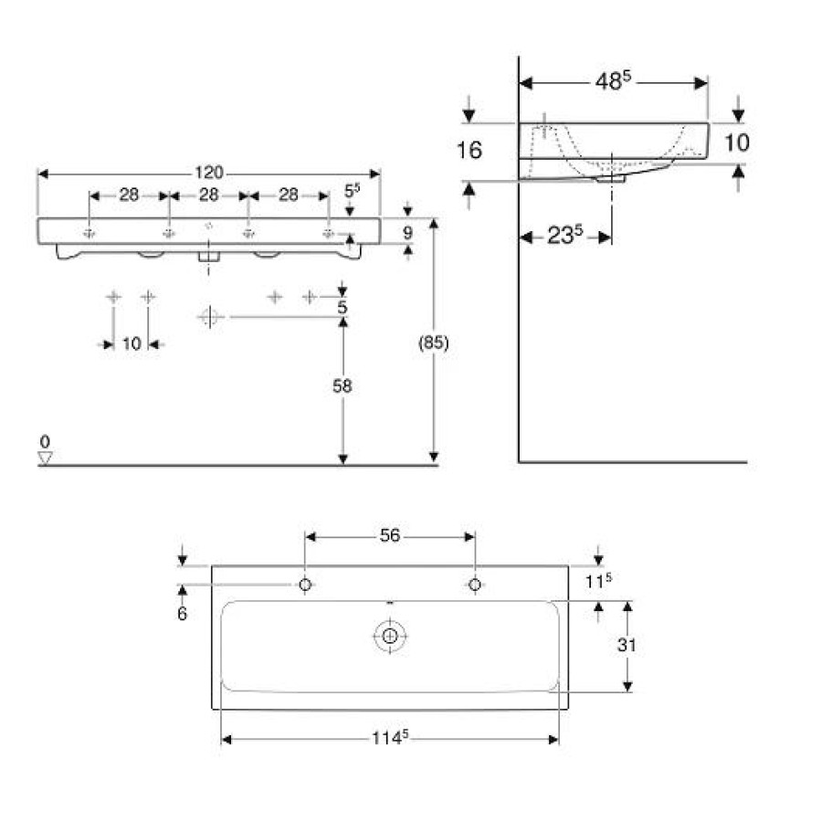 Раковина подвесная Geberit iCon 120x48 124020000