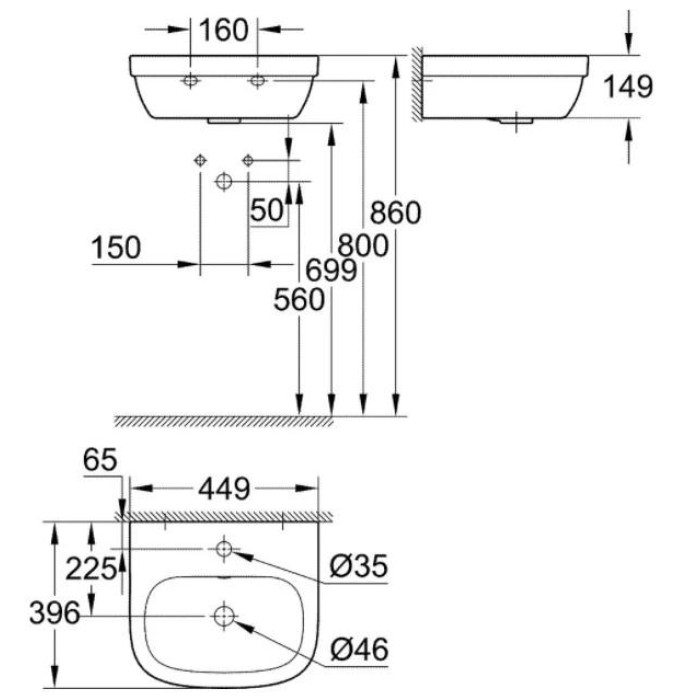 Рукомойник Grohe Euro Ceramic 39324000 белый цвет 45 см