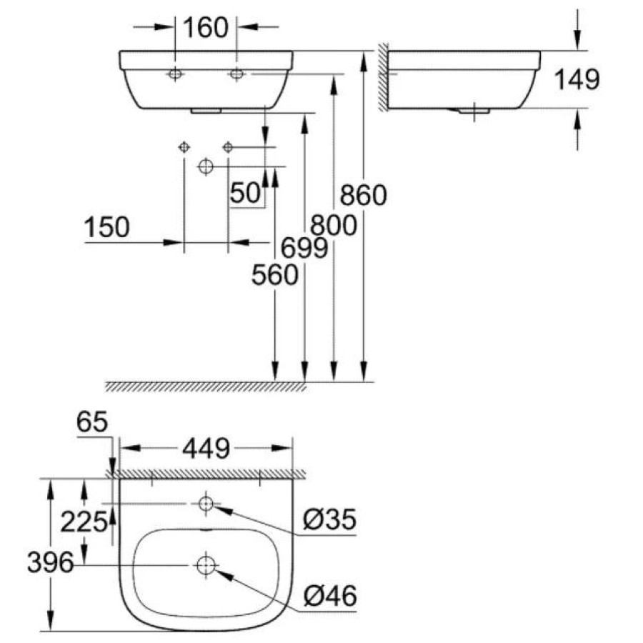 Рукомойник Grohe Euro Ceramic 39324000 белый цвет 45 см