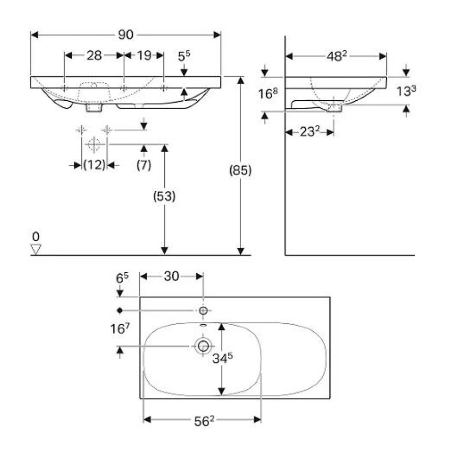 Раковина Geberit Acanto 90x48 500.625.01.2