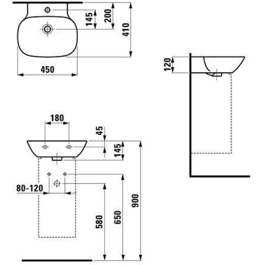 Раковина Laufen Ino Saphir Keramik 45х41 8.1530.1.000.104.1