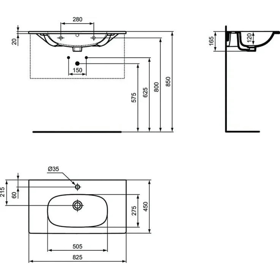 Раковина подвесная Ideal Standard Tesi 62x46 T351001