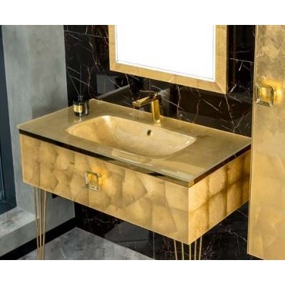 Раковина ArmadiArt 80 см 852-080-GF Lucido стекло, золото поталь