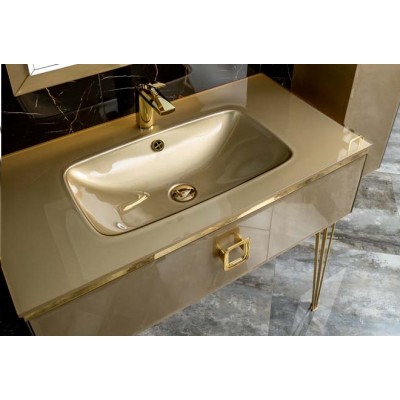 Раковина ArmadiArt 100 см 852-100-D Lucido стекло светлое золото