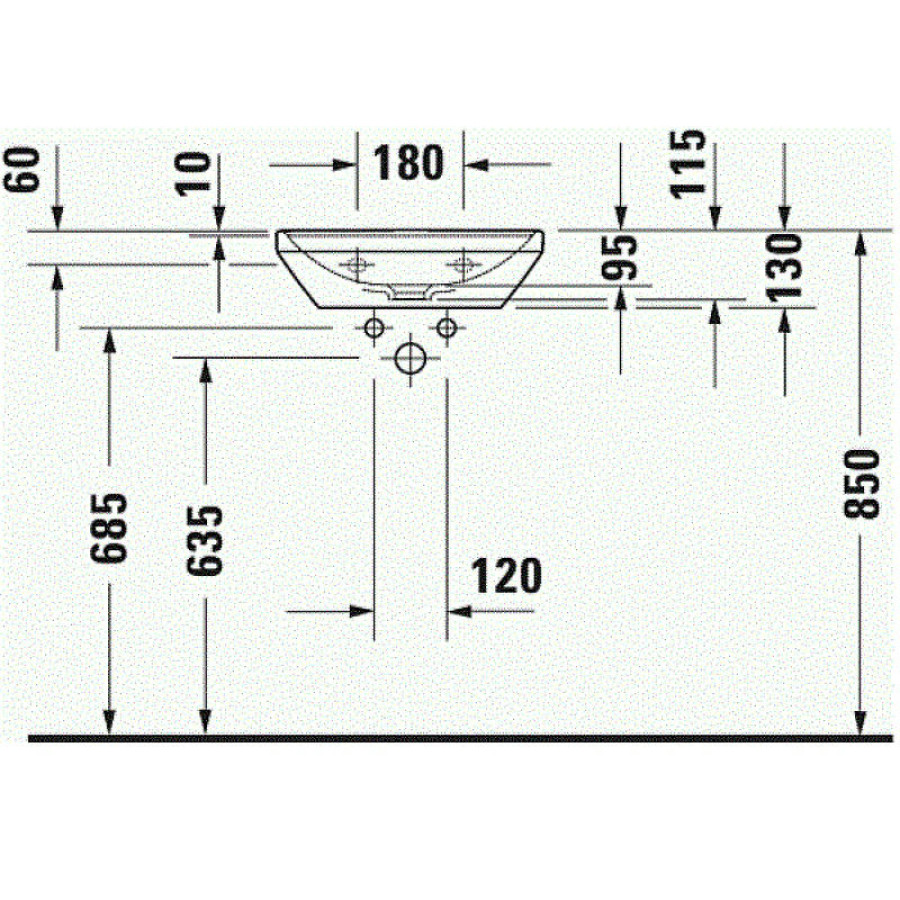 Раковина Duravit D-Neo 0738450041 45x33.5 см без перелива