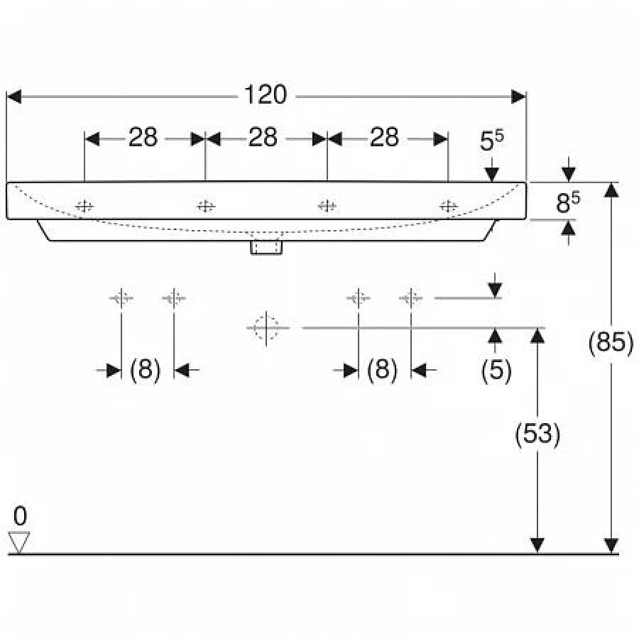 Раковина подвесная Geberit Smyle Square 120x48 500.253.01.1