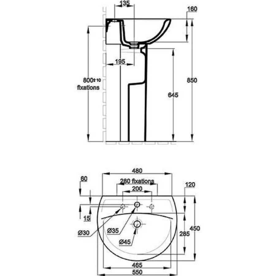 Раковина подвесная Jacob Delafon Patio 55x45 E4158NG-00