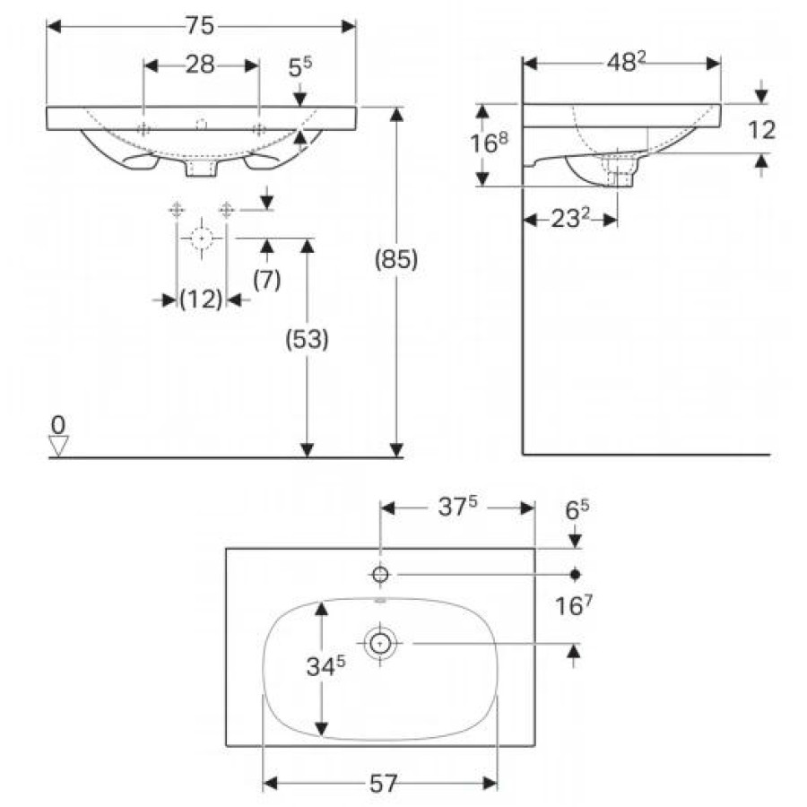 Раковина Geberit Acanto 75x48 500.622.01.2