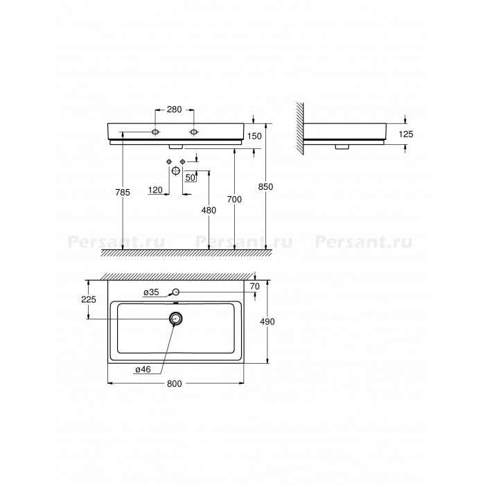 Раковина Grohe Cube Ceramic 80см 3946900H