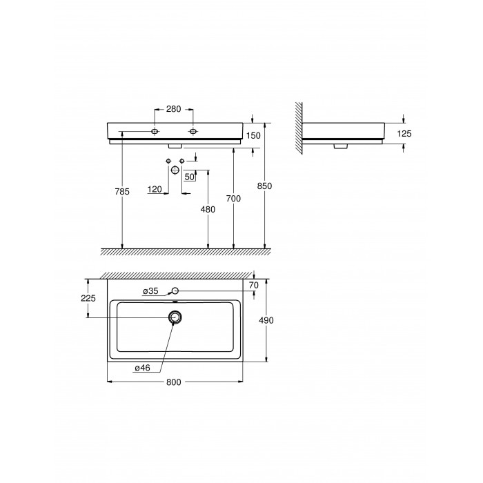 Раковина Grohe Cube Ceramic 80см 3946900H