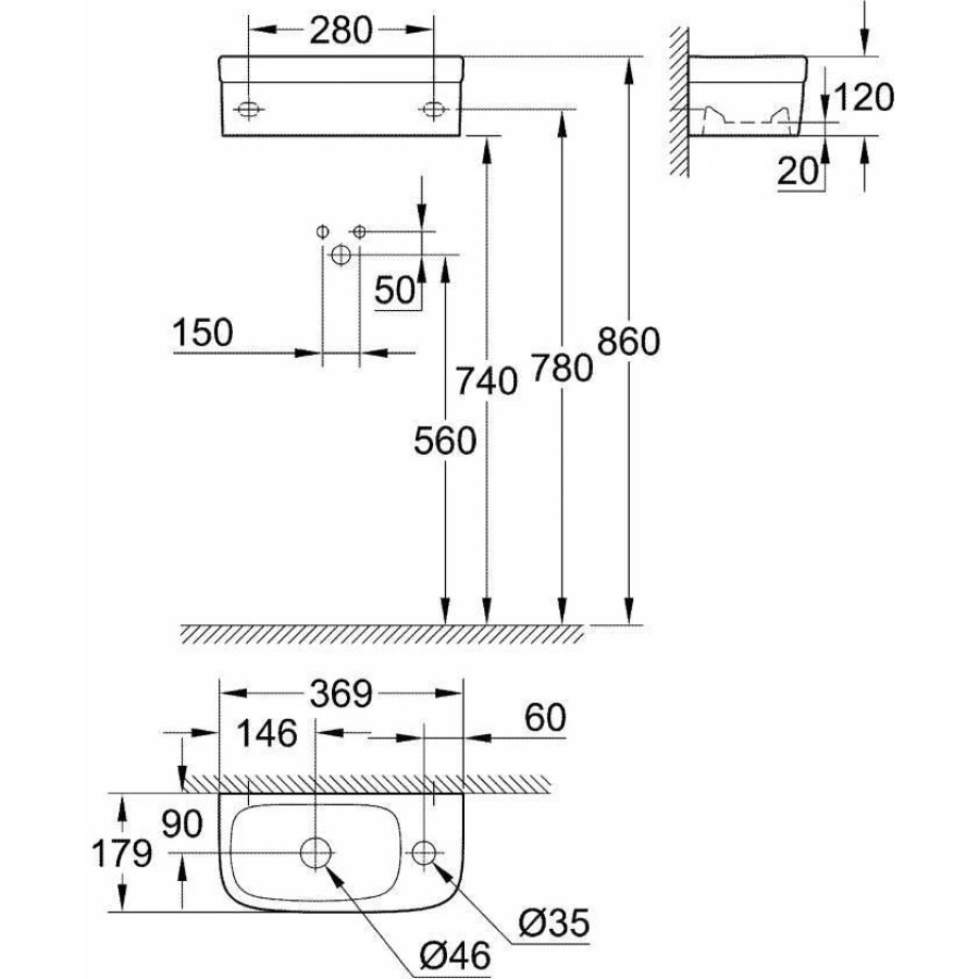 Раковина Grohe Euro Ceramic 37x18 39327000