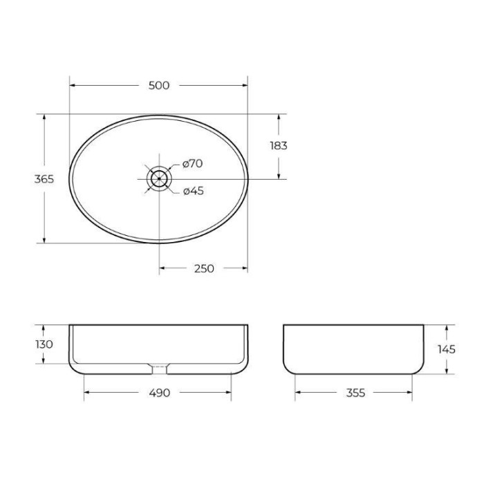 Раковина накладная BelBagno 50x36 BB1049