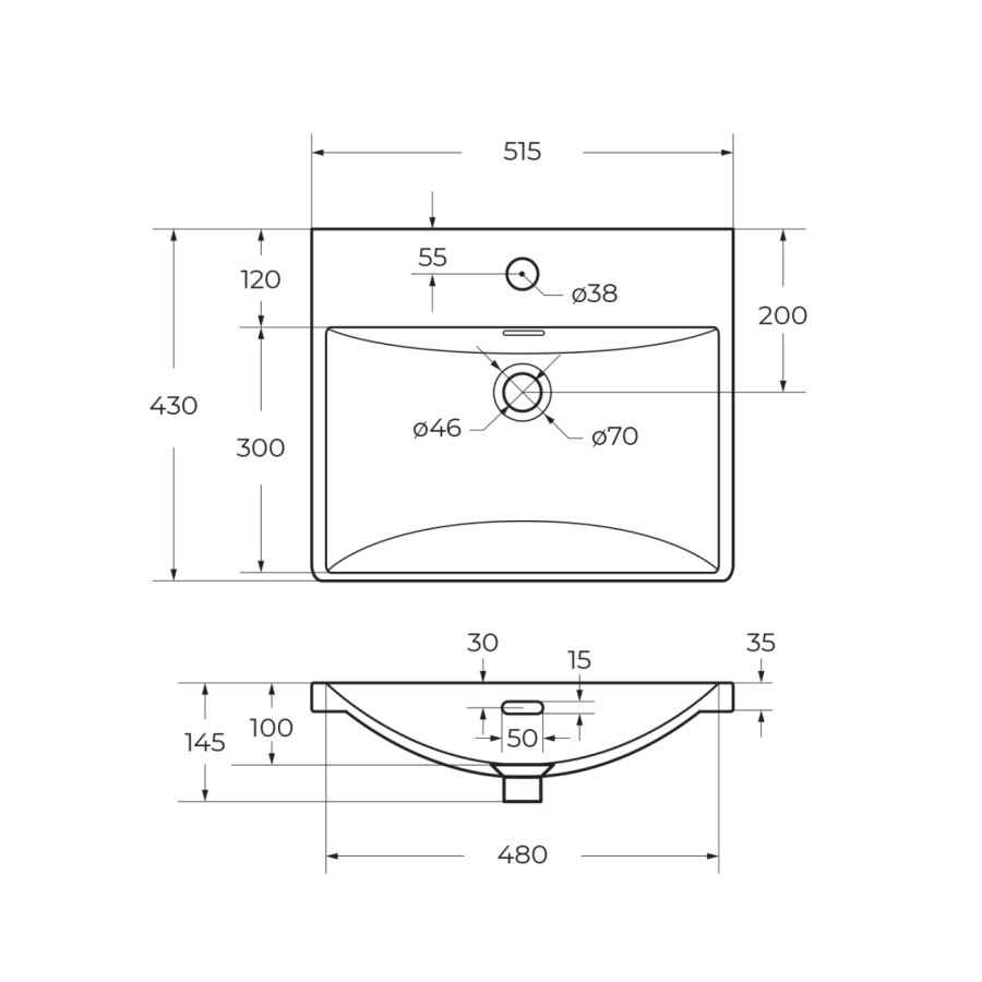 Керамическая раковина BelBagno BB-8076-3-50 51х43 см