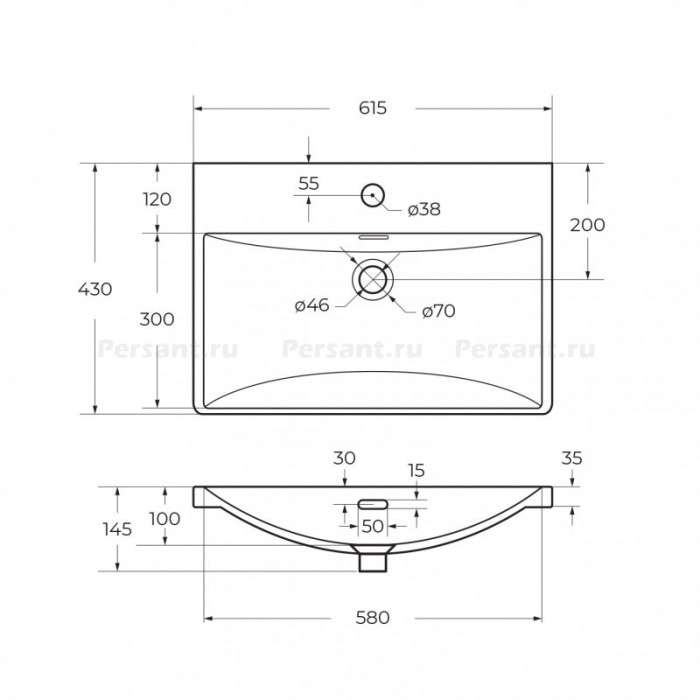 Керамическая раковина BelBagno BB-8076-3-60 61х43 см