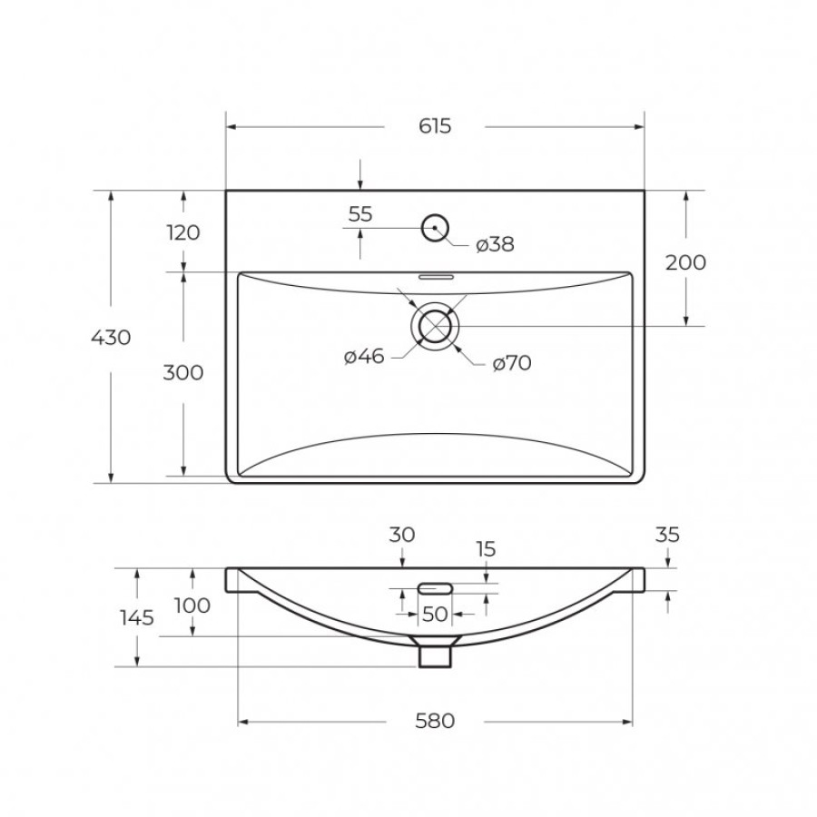 Керамическая раковина BelBagno BB-8076-3-60 61х43 см