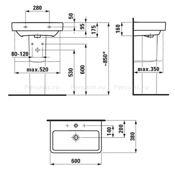 Раковина подвесная Laufen Pro S 60х38 8.1895.9.000.104.1