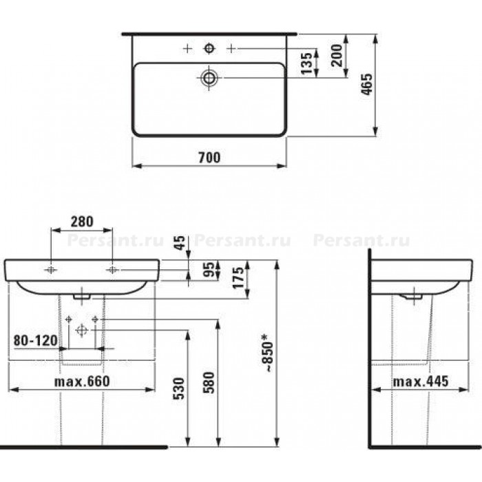 Раковина подвесная Laufen Pro S 70x46 8.1096.7.000.104.1