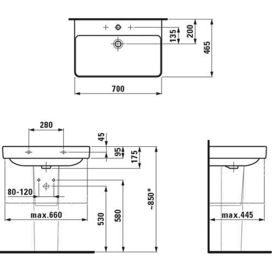 Раковина подвесная Laufen Pro S 70x46 8.1096.7.000.104.1