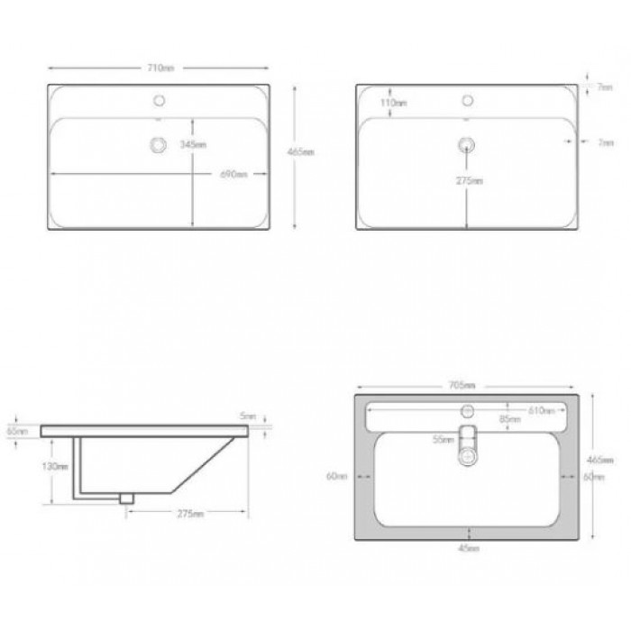 Раковина Aquanet Flash 70 белая