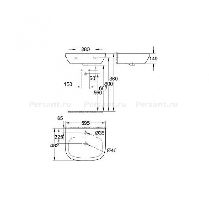 Раковина Grohe Euro Ceramic 60 см 39335000 белый цвет 