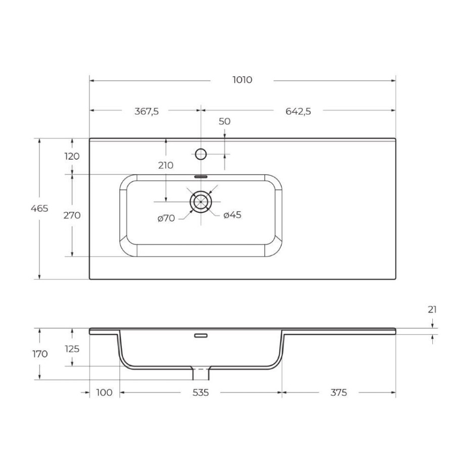 Раковина керамическая BelBagno 100 BB1000ETL-L