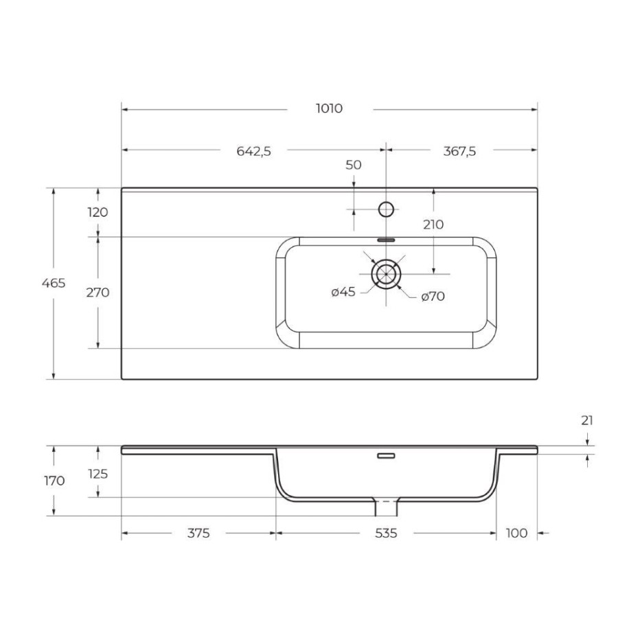 Раковина керамическая BelBagno 100 BB1000ETL-R