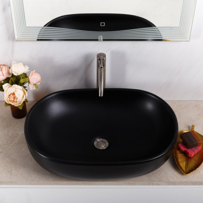 Раковина накладная BelBagno BB1084-H301 чёрная матовая