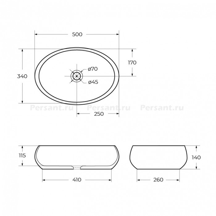 Раковина накладная BelBagno 50x34 BB1085