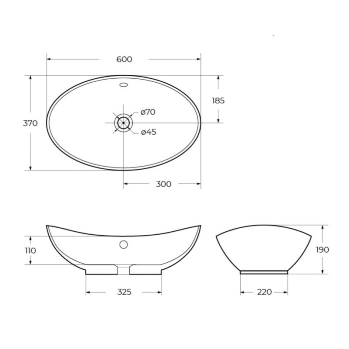 Раковина накладная BelBagno 60x37 BB1087