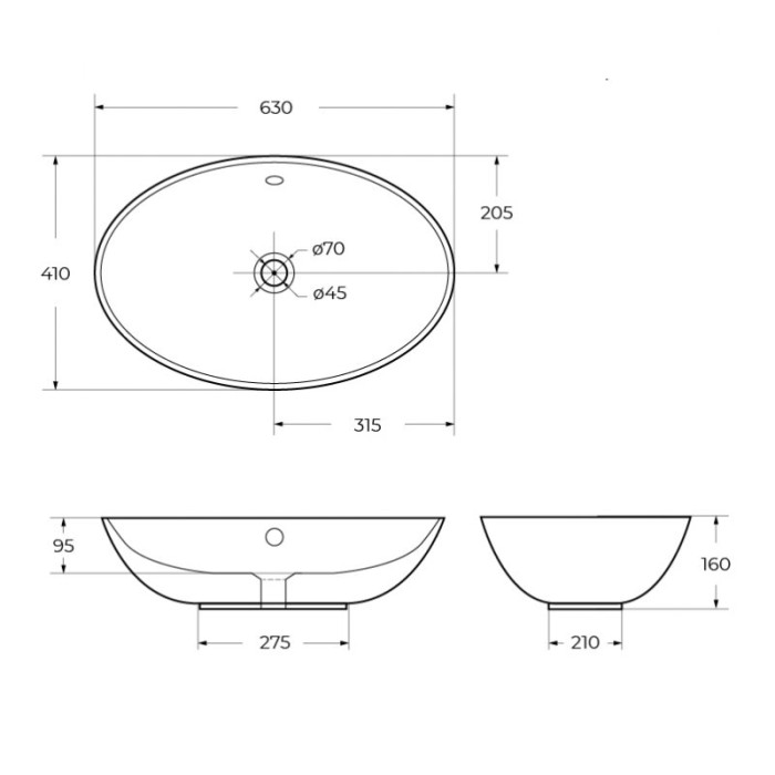 Раковина накладная BelBagno 63x41 BB1104