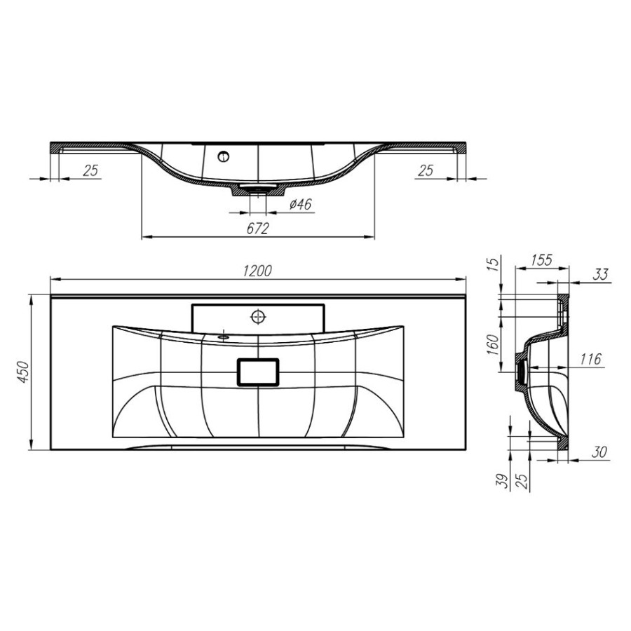 Раковина из литьевого мрамора BelBagno Marino 120 BB1200/450-LV-MR-PR