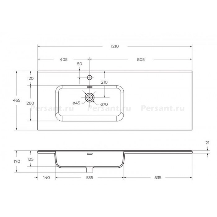 Раковина керамическая BelBagno 121 BB1200ETL-L