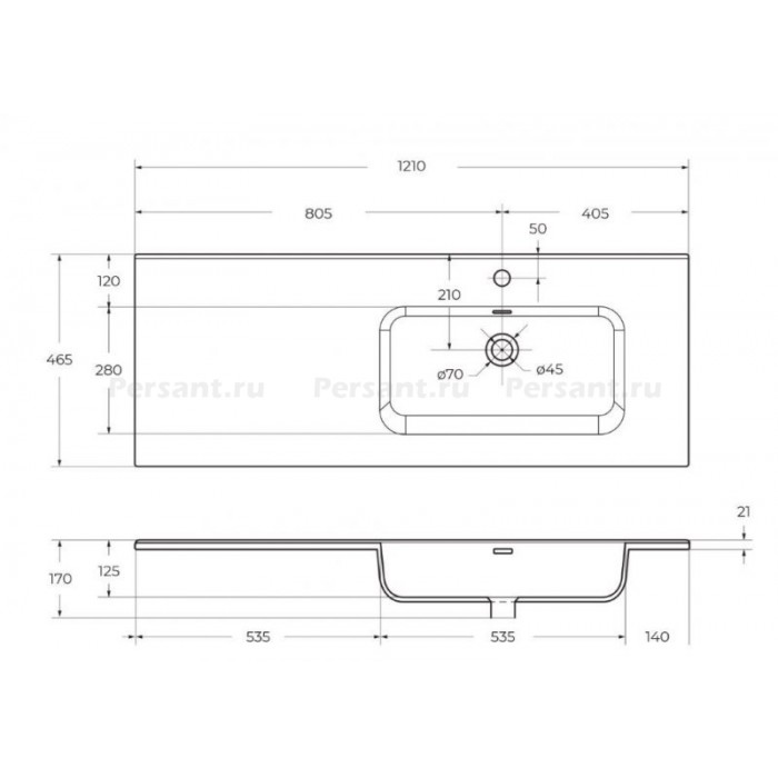 Раковина керамическая BelBagno 121 BB1200ETL-R