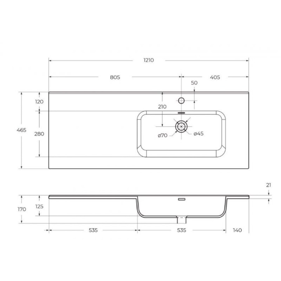 Раковина керамическая BelBagno 121 BB1200ETL-R