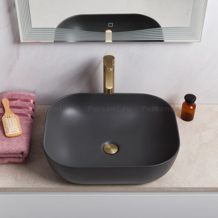 Раковина накладная BelBagno BB1302-H311 серая матовая
