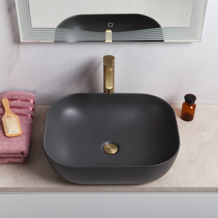 Раковина накладная BelBagno BB1302-H311 серая матовая